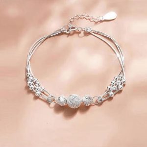 Gelang Perak Asli Emas Putih Anti Karat Wanita Berlian Sterling Silver